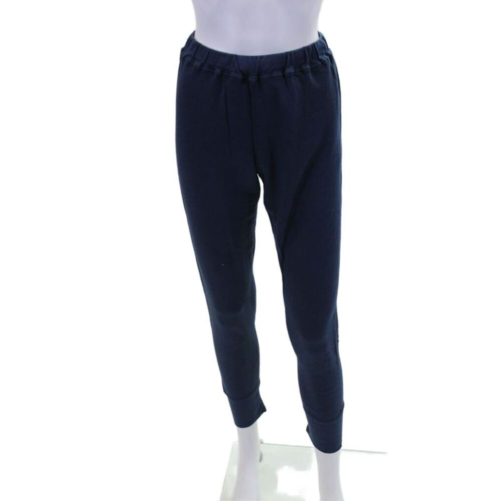 Christina Lehr Womens Mid Rise Drawstring Crop Jogger Pants Navy Cotton Size 1
